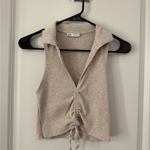 Zara Cropped Ribbed Top Size Medium